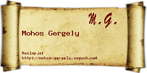 Mohos Gergely névjegykártya